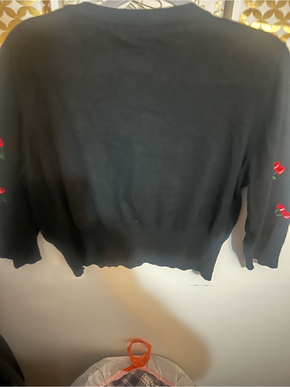 Bella Pogue Black Cherry Embroidered Cardigan Crop Sweater - Picture 2 of 6